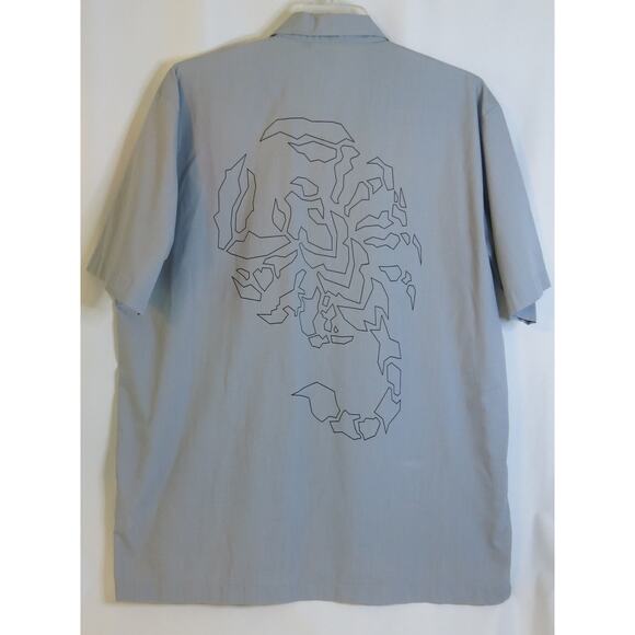 Vintage 725 ORIGINALS Scorpion Button Down Shirt Size XL Men Gray Streetwear Y2K - Picture 5 of 8